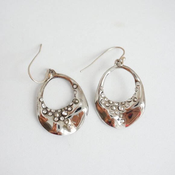 *Alexis Bittar*  Silver Rhinestone Encrusted Dangle Earrings. - Picture 9 of 10